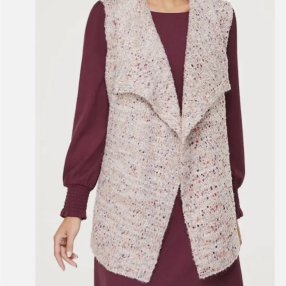 LOFT Outlet | Pink Knit Flecked Shimmer Sweater Vest size medium
